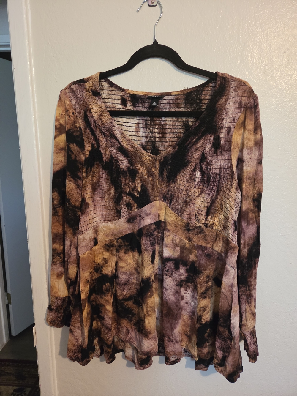 Torrid Brown and Black Tie-Dye V-Neck Tunic